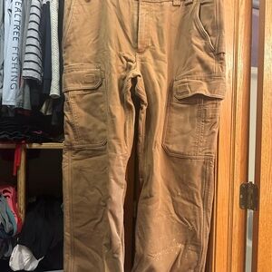 Duluth Trading Co Tan Cargo Pants Sturdy Cotton Relaxed Fit